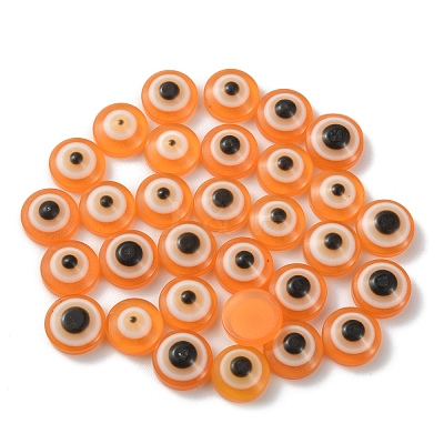 Flat Round with Evil Eye Resin Cabochons CRES-CJC0001-39-1