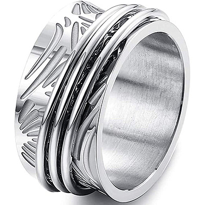 Retro Rotatable 304 Stainless Steel Finger Rings FS-WG84C22-03-1