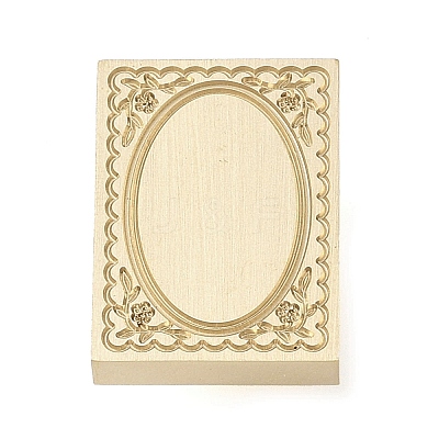 Rectangle Flower Frame Brass Stamp Heads AJEW-M037-04G-03-1