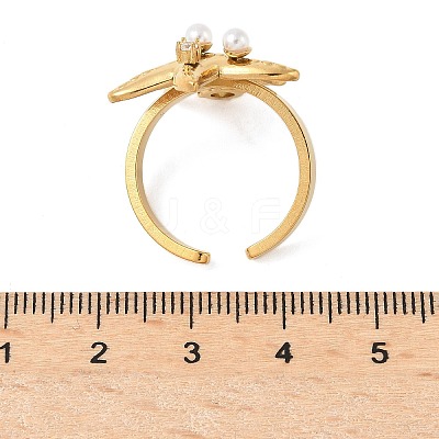 304 Stainless Steel Micro Pave Cubic Zirconia Plastic Pearl Cuff Rings RJEW-D310-02A-G-1