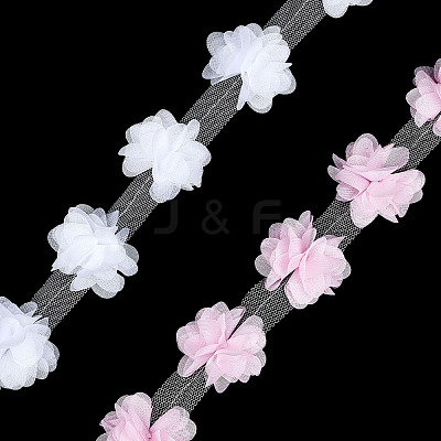 9~10 Yards 2 Colors 3D Organza Flower Trimming FIND-GF0004-50-1
