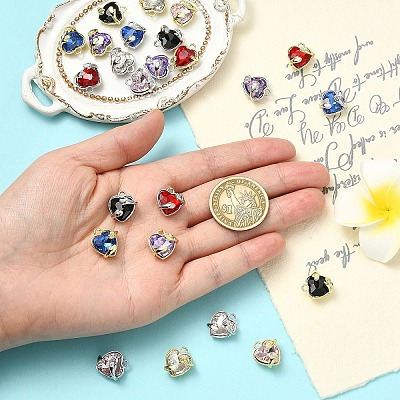 12Pcs 6 Colors Alloy Glass Charms FIND-YW0011-33G-1
