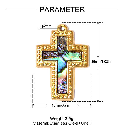 304 Stainless Steel with Colorful Shell Pendants SH-OY001-04G-1