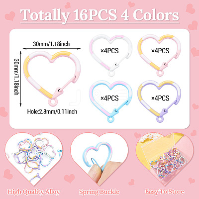 16Pcs 4 Colors Alloy Key Snap Hook Clasps for Keychains FIND-TA0010-32-1