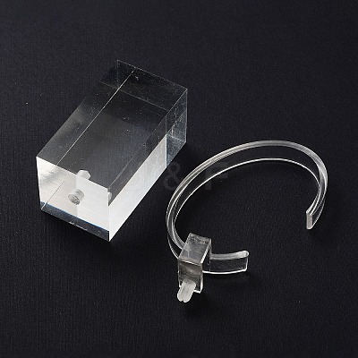 3Pcs 3 Sizes C Shaped Organic Glass Single Bracelet Display Stands Set BDIS-Q027-01-1