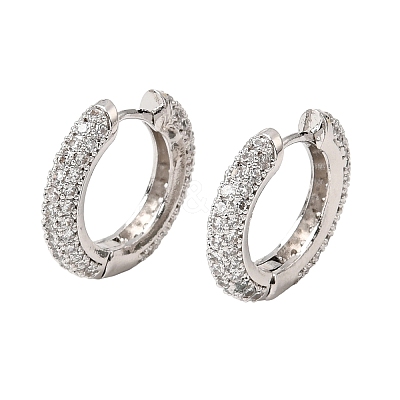 Brass Micro Pave Cubic Zirconia Hoop Earrings KK-CBA8324-24P-04-1