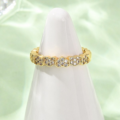 Brass Micro Pave Cubic Zirconia Cuff Open Rings RJEW-F204-02G-1