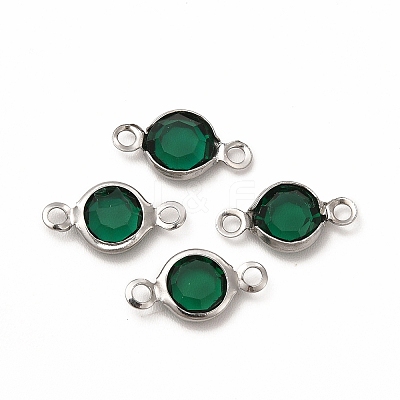 304 Stainless Steel with Glass Connector Charms STAS-G305-08P-1