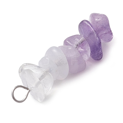 Gradient Color Natural Quartz Crystal & Natural Lavender Amethyst & Natural Blue Lace Agate Chip Beaded Pendants PALLOY-JF02790-03-1