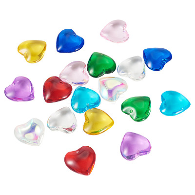 18Pcs 9 Colors Glass Heart Pendants GLAA-TA0003-29-1