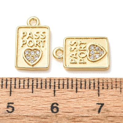 Brass Micro Pave Clear Cubic Zirconia Charms CU-CBA2907-07G-1