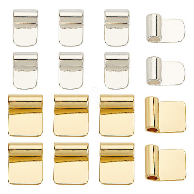 16Pcs 2 Styles Rack Plating Brass Glue-on Flat Pad Bails KK-AR0004-15-1