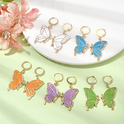 Alloy Enamel Dangle Leverback Earrings EJEW-JE05559-1