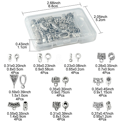 40Pcs 10 Styles Tibetan Style Alloy & CCB Plastic Tube Bails FIND-FS0002-41-1