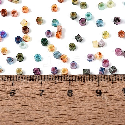 Opaque Picasso Cylinder Glass Beads SEED-Q039-06A-M-1