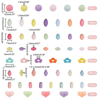 168Pcs 8 Style Opaque Acrylic Beads SACR-GA0001-03-1