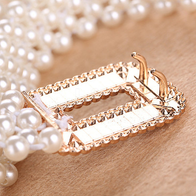 Woven Round Plastic Pearl with Crystal Rhinestone Waist Belly Chains for Women FS-WG81893-01-1