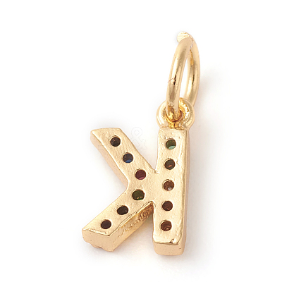 Brass Micro Pave Colorful Cubic Zirconia Charms ZIRC-F092-01-K-1