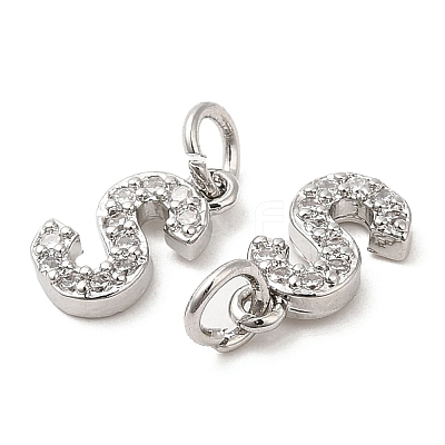 Brass Micro Pave Grade AAA Cubic Zirconia Charms ZIRC-P067-11P-S-NR-1