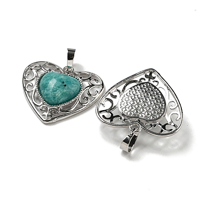 Natural Amazonite Peach Love Heart Pendants G-G158-01I-1