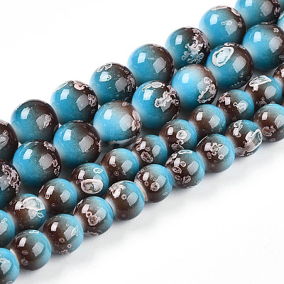Baking Paint Glass Beads Strands DGLA-N008-8mm-07-1