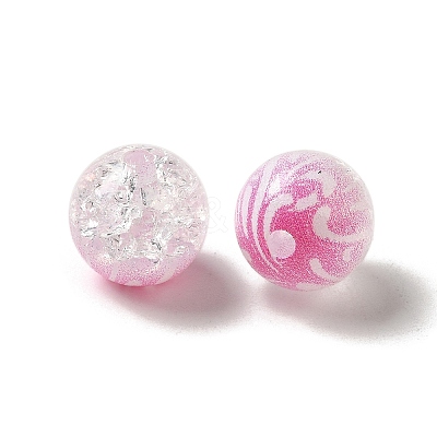 Duotone Spray Painted Crackle Acrylic Beads OACR-G029-02-1