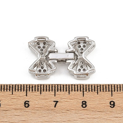 Brass Micro Pave Clear Cubic Zirconia Fold Over Clasps KK-C075-41P-1