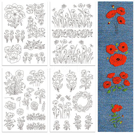 4 Sheets 11.6x8.2 Inch Stick and Stitch Embroidery Patterns DIY-WH0455-145-1