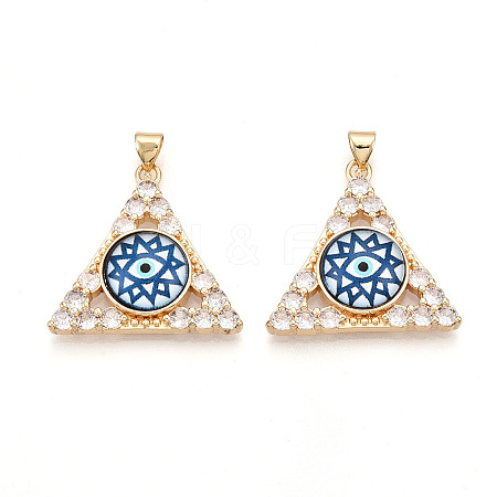 Brass Micro Pave Clear Cubic Zirconia Pendants for Women KK-T070-90A-07-1