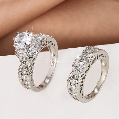 Brass Micro Pave Cubic Zirconia Finger Rings FS-WG54D45-02-1