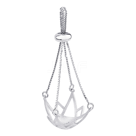 1Pc Rhodium Plated 925 Sterling Silver Bead Cage Pendant Mounting STER-HS0001-20P-1