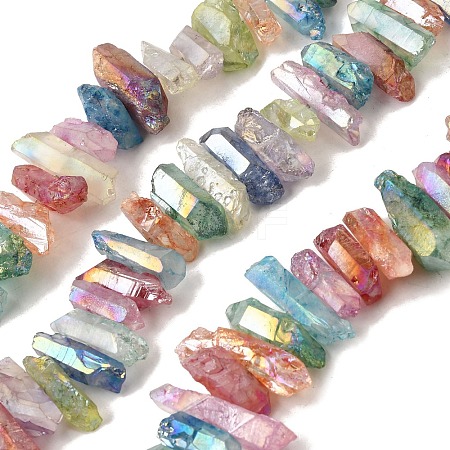Electroplated Natural Quartz Crystal Beads Strands G-G791-15-02-1