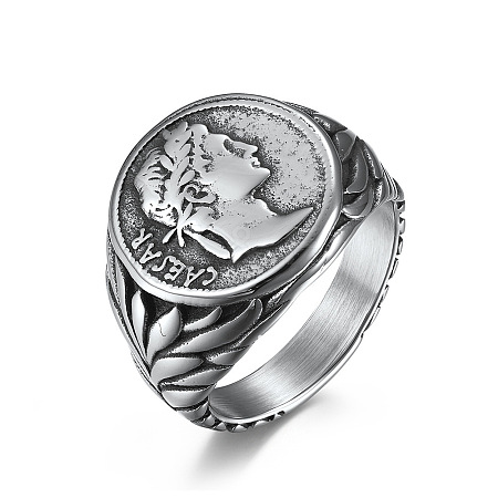 Caesar Pattern 304 Stainless Steel Finger Rings FS-WG94254-04-1