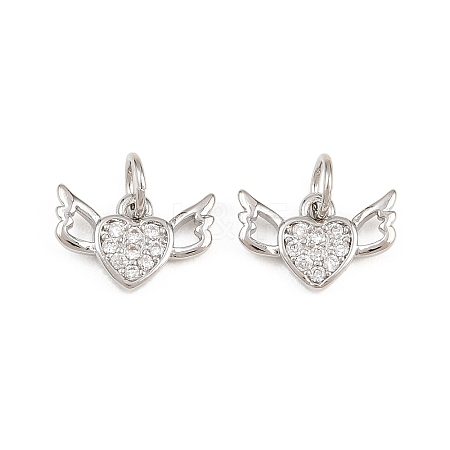 Valentine's Day Brass Micro Pave Clear Cubic Zirconia Charms KK-H292-52B-P-1
