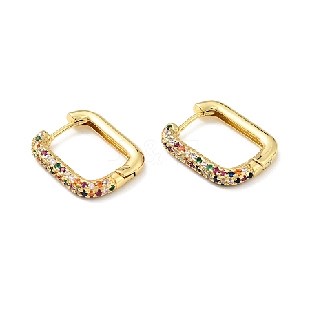 Colorful Cubic Zirconia Rectangle Hoop Earrings EJEW-C028-23G-1