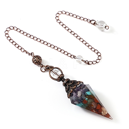 Gemstone & Resin Hexagonal Pointed Dowsing Pendulums PW-WG7D05E-16-1