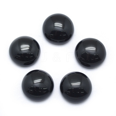 Natural Dyed & Heated Black Agate Cabochons G-P393-R02-14mm-1