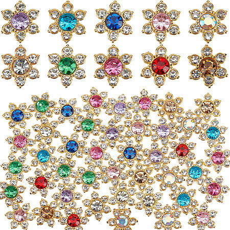 Gorgecraft 100Pcs 10 Colors Alloy Rhinestone Cabochons FIND-GF0005-91-1