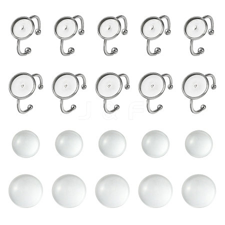 DIY Blank Dome 304 Stainless Steel Open Cuff Rings Making Kit DIY-YW0008-56-1