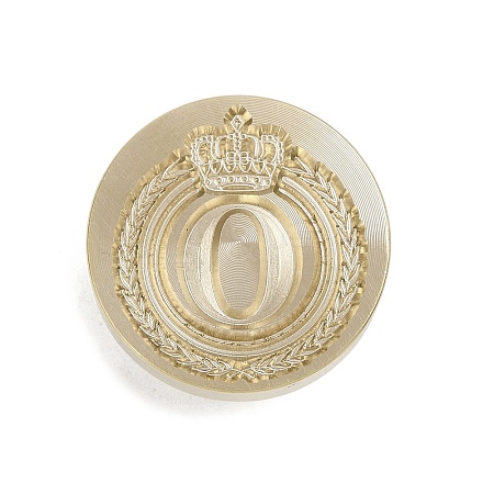 Golden Tone Crown Initial Wax Seal Brass Stamp Heads AJEW-A065-01O-1