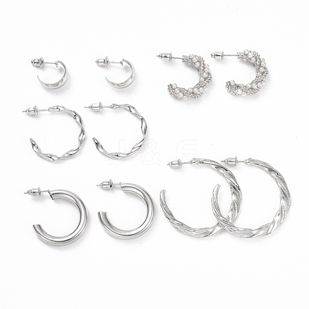 C-shape Stud Earrings EJEW-D277-15P-1