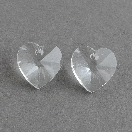 Transparent Glass Heart Pendants EGLA-R082-07-1