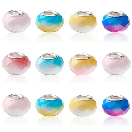 14Pcs 7 Colors Glass European Beads GPDL-YW0001-03-1