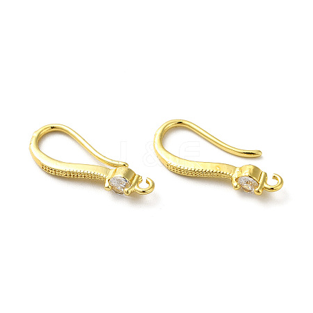 Brass Micro Pave Clear Cubic Zirconia Earring Hooks ZIRC-R112-07G-1