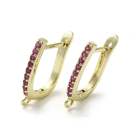 Brass Micro Pave Cubic Zirconia Hoop Earring Findings KK-C048-11G-1