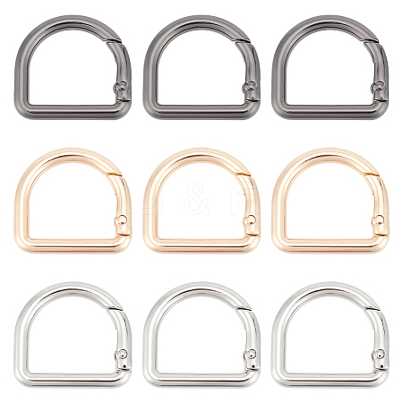 Unicraftale 12Pcs 3 Colors Alloy Spring Gate Rings FIND-UN0003-21-1