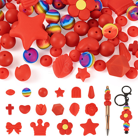 92Pcs Transparent Silicone Focal Beads SIL-TA0002-85A-1