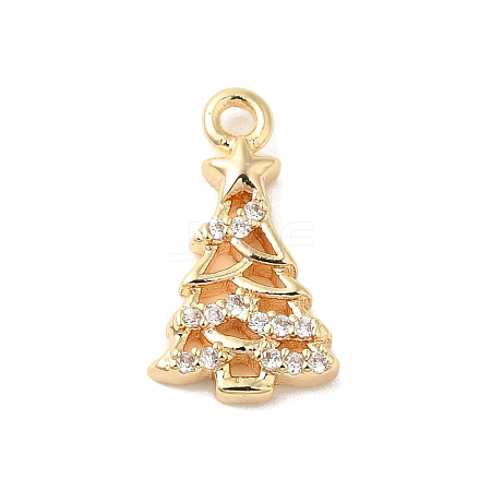 Brass Micro Pave Cubic Zirconia Charms KK-P278-07G-1