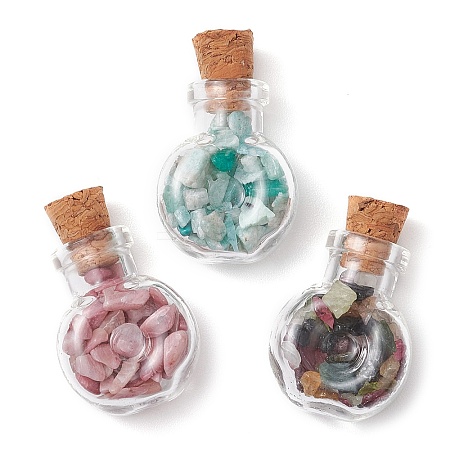 3Pcs 3 Styles Transparent Glass Wishing Bottle Decoration PALLOY-JF03098-1