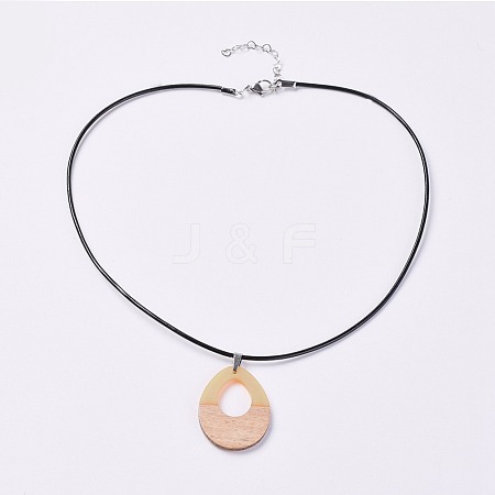 Resin & Wood Pendant Necklaces NJEW-JN02331-04-1
